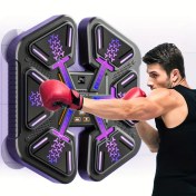 Resim MESSIONDY Mor/Turuncu/Pembe fitness boks tahtası, ışık uyarılarına yanıt olarak puan kazanmak için 6 bölüme sahiptir. Ayrıca müzik çalar ve 14 yaş ve üzeri kişiler için egzersiz yapmaya uygundur 