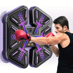 Resim MESSIONDY Mor/Turuncu/Pembe fitness boks tahtası, ışık uyarılarına yanıt olarak puan kazanmak için 6 bölüme sahiptir. Ayrıca müzik çalar ve 14 yaş ve üzeri kişiler için egzersiz yapmaya uygundur 