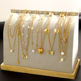 Resim 10'lu KATMANLI Zincir Kolye Seti - Kalp, Yıldız, Kelebek & Ay Uçlu, Zarif Geçmeli Tasarım, Gençler İçin İnci Günlük & Parti Takıları, Moda Aksesuar, Genç Modası, Gençler İçin 