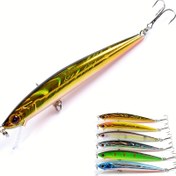 Resim 1 adet Iridescent Minnow Balıkçılık Yemi, 11.0cm - Gerçekçi Yüzme Hareketi, Dayanıklı ABS Plastik, Çok Renkli Sert Yem Üçlü Kanca ile Levrek, Alabalık, Ton Balığı ve Daha Fazlası için 