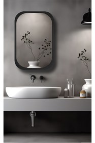 Resim FLORADESİGN Side (SİYAH) 45x60cm /banyo Dolabı Aynalı / Lavabo Üstü Dolap / Banyo Düzenleyici / Aynalı Dolap 