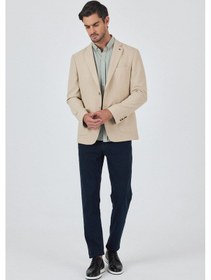 Resim İmza Açık Bej Mono Yaka Düz 2 Düğme Casual Esnek Slim Fit Ceket 1002250123 Açık Bej 