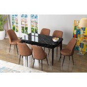 Resim Canisa Concept Zen Siyah Mermer Yemek Masası Takım Mutfak Masası Takımı 6 Sandalye 