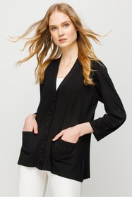 Resim Desen Kadın Sıfır Yaka Baklava Desenli Yazlık Hırka - Bej / 2XL 