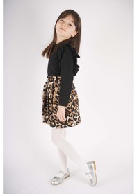 Resim Miniko Kids Kız Çocuk Leopar Cep Model Etekli Kol Detaylı Takım Siyah 
