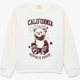 Resim Koton Ayıcık Baskılı Uzun Kollu Bisiklet Yaka Sweatshirt Ekru 6wkg10259ak Ekru 