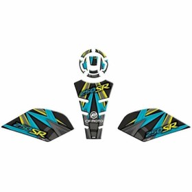 Resim ArMotors CF MOTO 250 SR TANK PAD SET 001 TURKUAZ-SARI-GRİ DESEN 