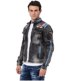 Resim Cj300 Renkli Şeritli Havalı Erkek Jean Ceket 001 