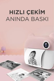 Resim İMEXTECH Cmr14 Pembe Dijital Video Fotoğraf Çocuk Kamerası Anlık Termal Resim Kağıt Baskılı Yazıcı 