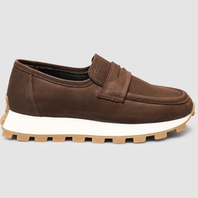 Resim Hakiki Nubuk Deri Kahverengi Kadın Loafer Ayakkabı Kahverengi 023 