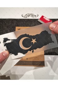Resim Bay Etiket Rfbk33 Siyah Reflektif Ay Yıldızlı Türkiye Haritası 