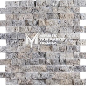 Resim Mym Gümüş Traverten Patlatma Mozaik 