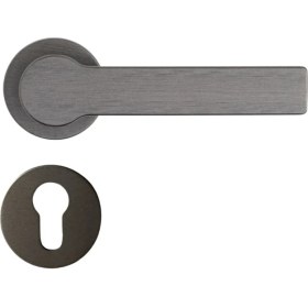 Resim System Pantos Rozetli Kapı Kolu Kalaylı Siyah Saten Renk Yale ( Dış Kapı Rozetli) 