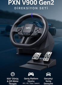 Resim Coverzone Direksiyon Seti – 900° Dönüş, Çift Motor Titreşim, Hall Sensörlü Pedal, RGB Işık | PXN V900 Gen2 