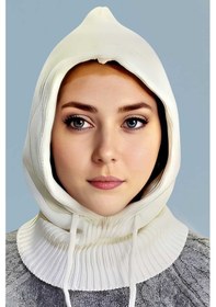 Resim Uniquetrenders Kadın Triko Tesettür Bere Tesettür Başlık Kırık Beyaz 