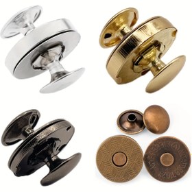 Resim 10 Set/Paket 14/18mm Metal Çift Kapaklı Perçin Manyetik Toka Düğmeleri Cüzdan Tokası, Çanta Tokası, Giysi DIY için Uygun 