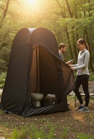 Resim EFSANE KAMP - Duş WC Soyunma Çadırı - Otomatik - Siyah - Siyah / 150x150x190cm 