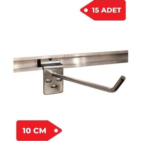 Resim 10 Cm - 15 Adet Kanallı Pano Kancası Raf Askısı Galvaniz 