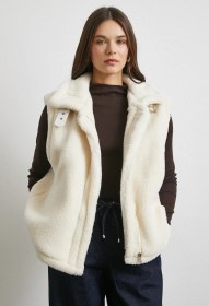 Resim Yaka Detaylı Yumoş Yelek Ekru Ekru 