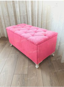 Resim Pembe Lüks Sandıklı Kapitone Puf Açık 