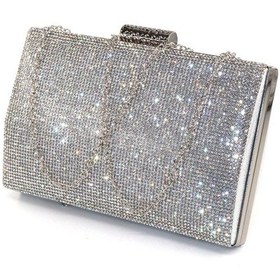 Resim Keeba Taşlı Clutch Abiye Çanta Gümüş 