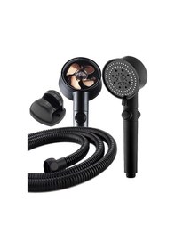Resim Turbo Pervaneli 5 Fonksiyonlu Duş Başlığı 150 Cm Siyah Duş Hortum Diğer 