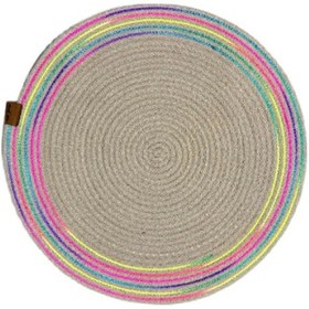 Resim 9046111945916drvs - Decohandy 39cm Neon Renkli Şeritli Jüt Örme Supla Amerikan Servis Çok Renkli 