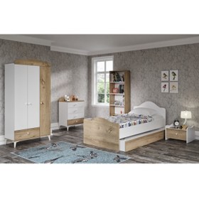 Resim Baby Darling Mdf Yavrulu Kanguru Karyolalı Çocuk Odası 5 Parça Set Meşe %100 Mdf 