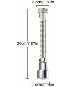 Resim Dashanshop 7.87 İnç 360 Derece Döner Musluk Uzantısı, Sıçrama Önleyici, Yüksek Basınç 