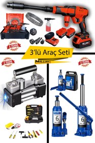 Resim AboutThePerfect Alet seti: Şarjlı yıkama, kriko, kompresör ve tamir kiti 