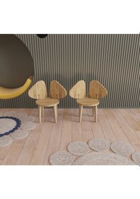 Resim Çocuk Sandalyesi Çocuk Oturağı Fil Kulaklı Ahşap MDF Sandalye Montessori Sandalye 2 Lİ Kahverengi 