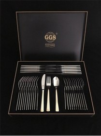 Resim Nıcole Mat Altın Solingen 96 Parça Kutulu Çatal Kaşık Bıçak Seti Altın 