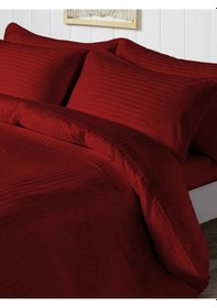 Resim Caqqa Çizgili Saten 2 Adet 50x70 Cm Silver Bordo Yastık Kılıfı 