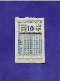 Resim 10 Mayıs 2002 Takvim Yaprağı - Nostalji Koleksiyonluk Takvim Yaprağı A 