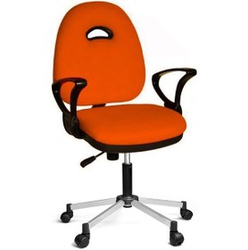 Resim Türksit Kozmo Yönetici Çalışma Koltuğu Metalik Gri Boyalı Ayak Turuncu Turuncu 