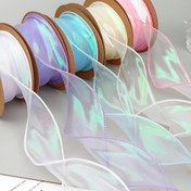 Resim 1 Rulo Iridesan Denizkızı Kuyruğu Organze Kurdele, 9.14 metre - DIY El İşleri, Buketler, Hediye Paketleme & Süslemeler için Çeşitli Renklerde Holografik Dalga Kenar Tasarımı - Noel, Paskalya, Sevgililer Günü için Mükemmel, En İyi Noel için 