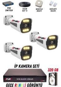 Resim Fury 3 Kameralı Ip Güvenlik Kamerası Seti 4mp Gece Renkli Su Geçirmez 1506 320gb 