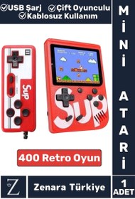 Resim Taşınabilir USB Şarjlı Çift Oyunculu Mario Street Fighter Nostalji Retro 400 Oyunlu Mini El Atarisi 