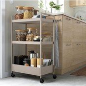 Resim IKEA servis arabası, bej, 50,5x30x83 cm Çelik, Toz kaplama 