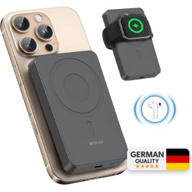 Resim Woyax All In Magsafe Powerbank 10.000MAH 20W Hızlı Taşınabilir Şarj Cihazı Saat Kulaklık iPhone Android 