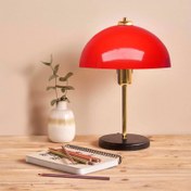 Resim Safir Light Swiss Dekoratif Masa Lambası - Kırmızı / Gold 