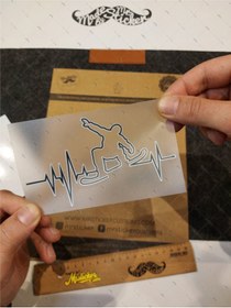 Resim Bay Etiket Rfhlm165 Reflektif Snowboard Temali Kalp Ritmi Etiketi 