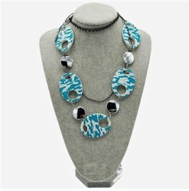 Resim Malezya Mavi Metal Etnik Kolye No:2 Gümüş 