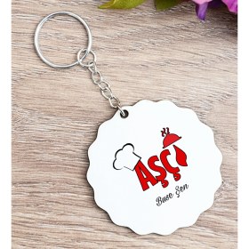 Resim Hediye Dükkanı Kişiye Özel Aşçı Ahşap Anahtarlık 