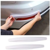 Resim Beyaz 2 Adet Oto Tampon Koruyucu Araba Tampon Koruyucu Karbon Desenli Tampon Koruma Tampon Görseli 