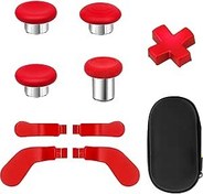 Resim Elite Series 2 Paddles Accessories, Metal Thumbsticks Replacement Buttons for Xbox One Elite Series 2 Core, 9 in 1 Component Pack Includes 4 Joysticks, 4 Paddles and 1 Dpad(Red) 