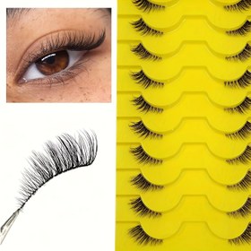 Resim 10 Çift Yarım Kirpik Seti, Kedi Gözü Etkisi Oluşturuyor, Doğal Kıvırma, 6-9-12Mm Uzunluğunda. Mükemmel Bir Uyum Sağlıyor, Gözlerinizi Daha Büyük ve Çekici Yapıyor, Sahte Kirpiklerle Yeni Olanlar İçin Mükemmel. 