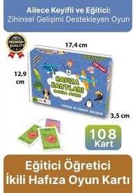Resim Yeni Seri Aile Eğitici Öğretici Eğlenceli Renkli Türkçe İngilizce İkili Hafıza Oyun Kartı-108 Kart 