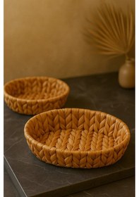 Resim 2 Adet Hasır Ekmeklik Saklama Kutusu Organizer Sepet Oval Hasır 