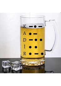 Resim İsim Yazılı Mors Alfabesi Tasarımlı Bira Bardağı 